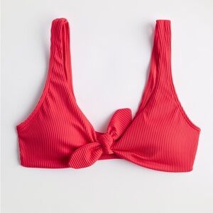 NWT Hollister Ribbed Tie-Front Scoop Bikini Top